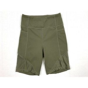 High-Rise Bike Shorts Sz XS Sport Olive Green Stretch Pockets W22 x L7